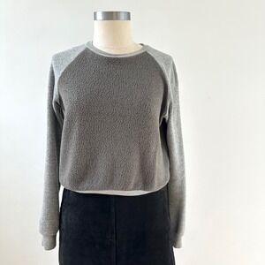 Project Social T Gray Raglan Sherpa Pullover Sweatshirt - XS‎
